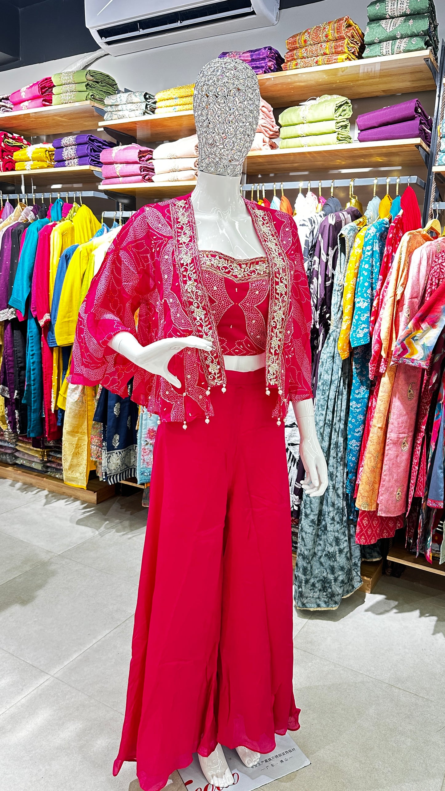 Premium Designer Hot Pink Indo- Western Dress