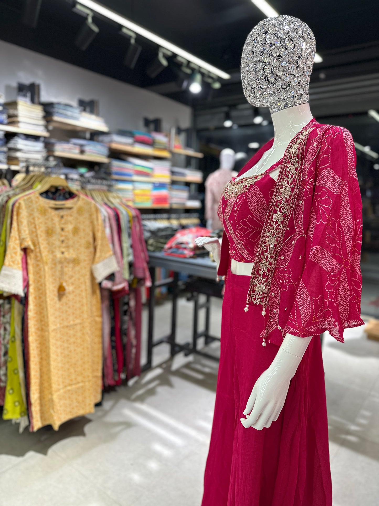 Premium Designer Hot Pink Indo- Western Dress