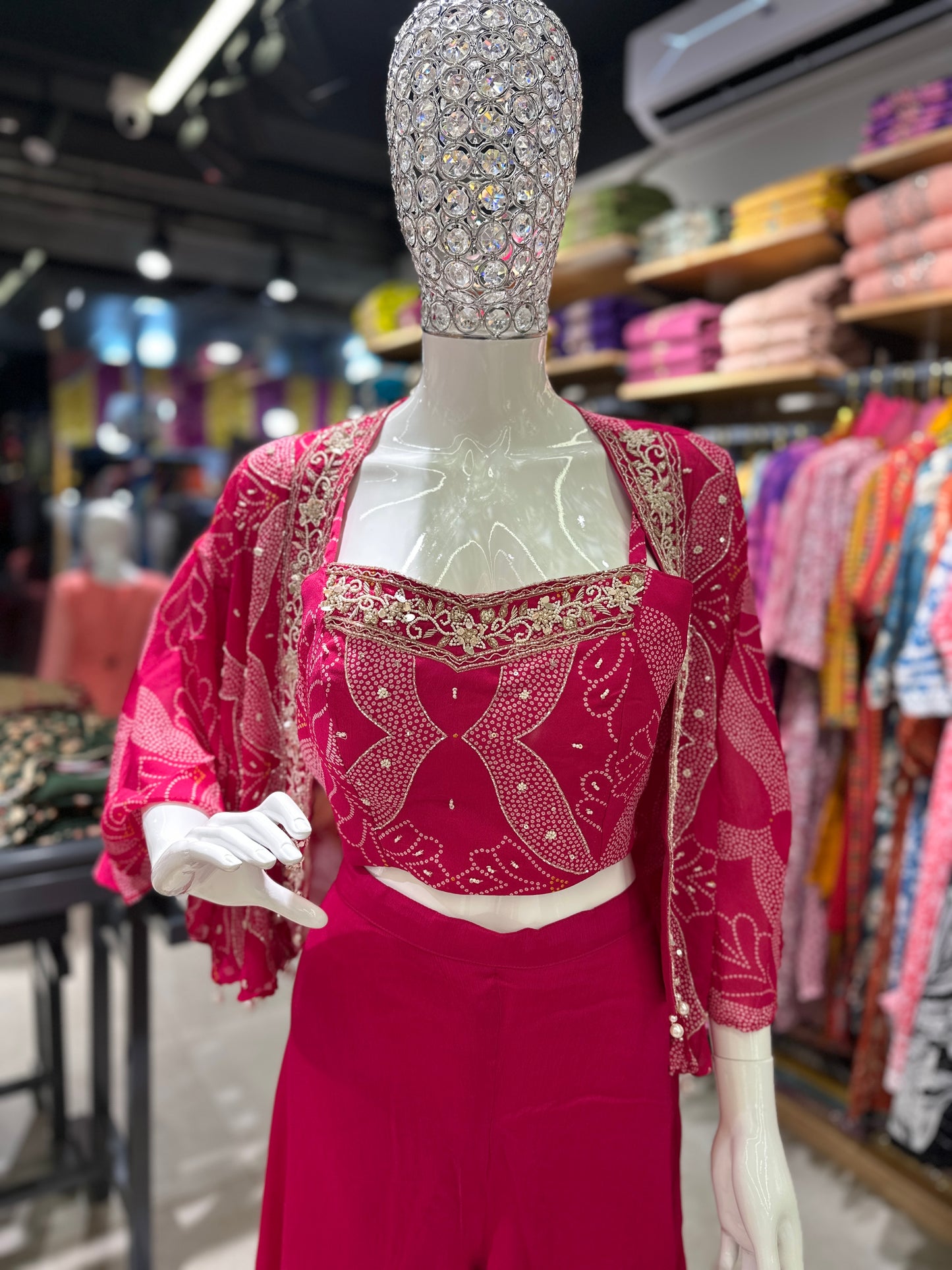 Premium Designer Hot Pink Indo- Western Dress