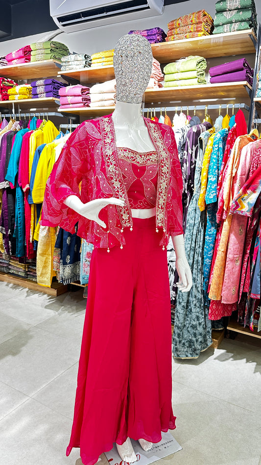 Premium  Designer Hot Pink Indo- Western Dress