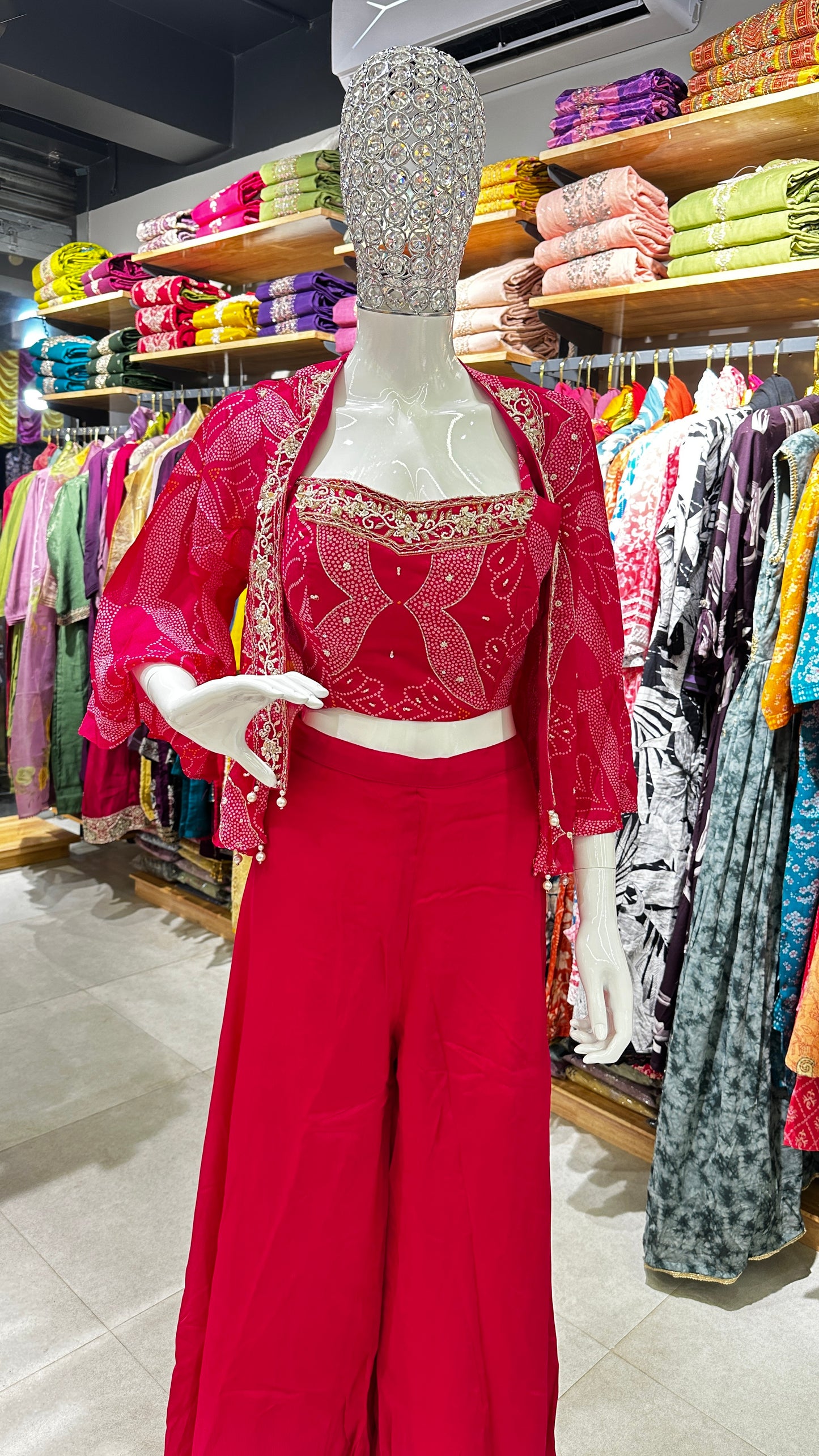 Premium  Designer Hot Pink Indo- Western Dress